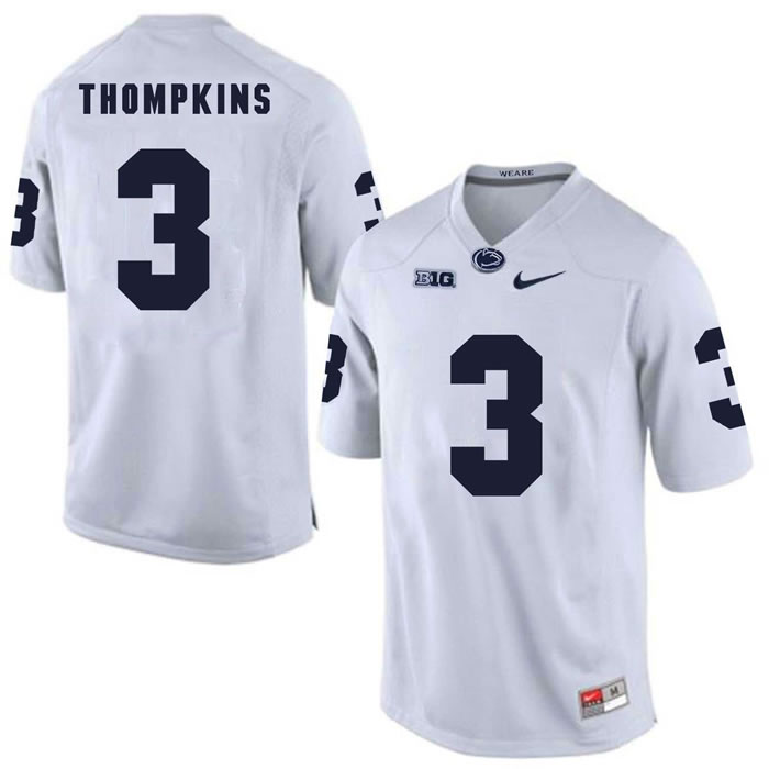 Penn State Nittany Lions #3 DeAndre Thompkins White College Football Jersey